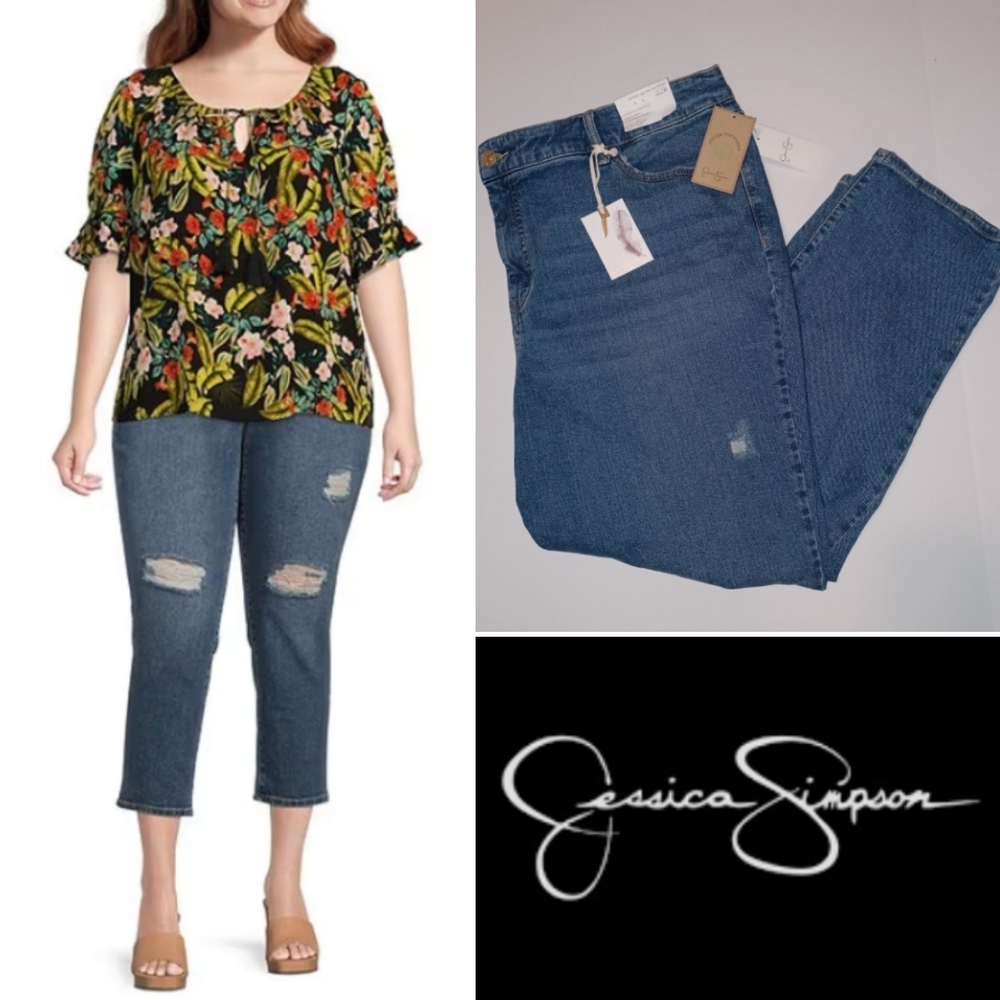 Jessica Simpson Spotlight High Rise Slim Straight Jeans 27" Inseam